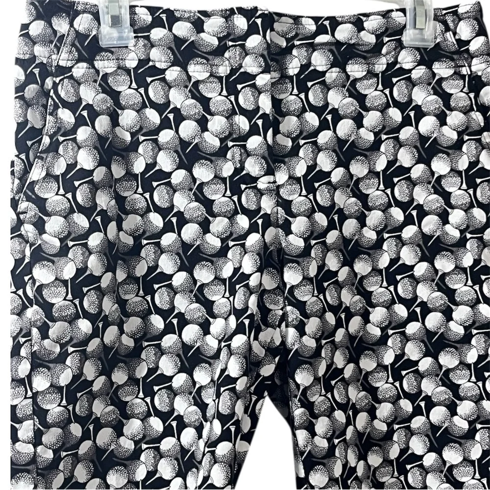 IZOD Women’s Golf Ball Print Bermuda Shorts Size 8 Black White Golf Casual